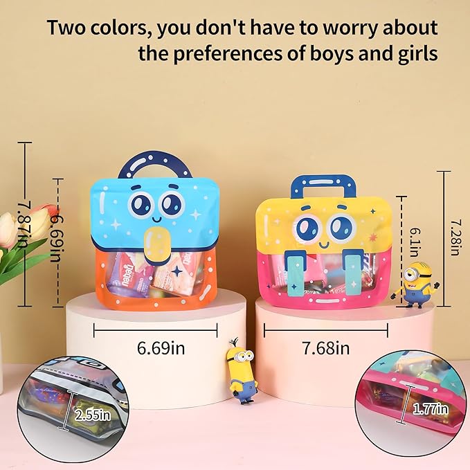 Lati Small Catoon 24PCS Birthday Party Favors Goodie Bags - Style Durable Plastics Gift with Handles for Candy Treats,Events