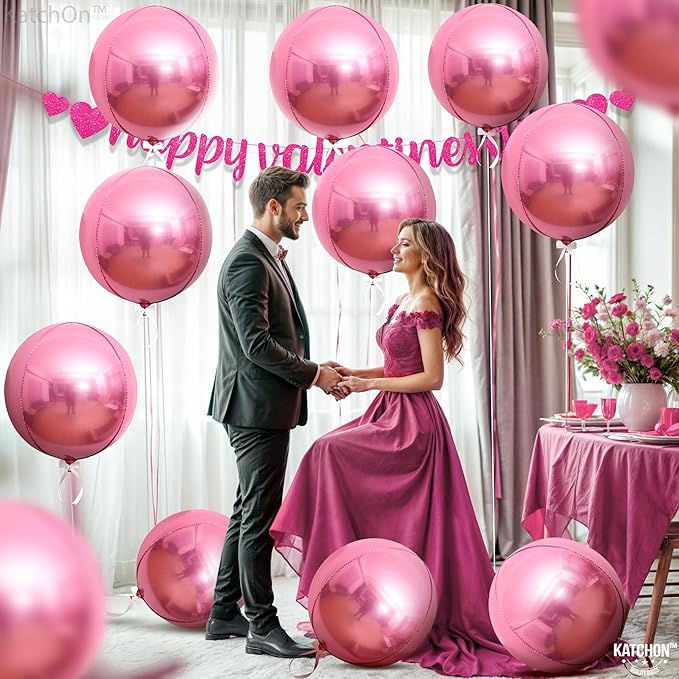 KatchOn, Pink Foil Balloons - 22 Inch, Pack of 12 | Metallic Pink Balloons, Foil Balloon for Pink Party Decorations | Bridal Balloons for Bridal Shower, Gender Reveal, Birthday Party, Bachelorette