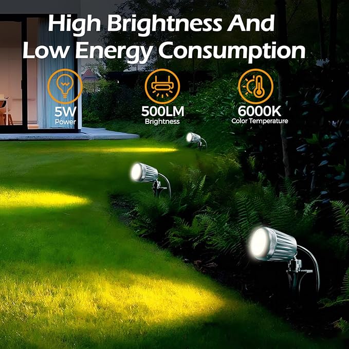 Spotlights Outdoor,120V Plug-in Halloween Spot Lights with Timer Remote Control,6000K Landscape Lighting with 5 Color Lenses (Red,Yellow,Green,Blue,Purple),IP67 Waterproof,1 Pack