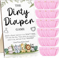 Roowest 51 Pcs Dirty Diaper Baby Shower Games Funny Wooden Sign with 50 Pcs Mini Diapers Cute Felt for Gender Reveal Party Baby Shower(Animals Pink)
