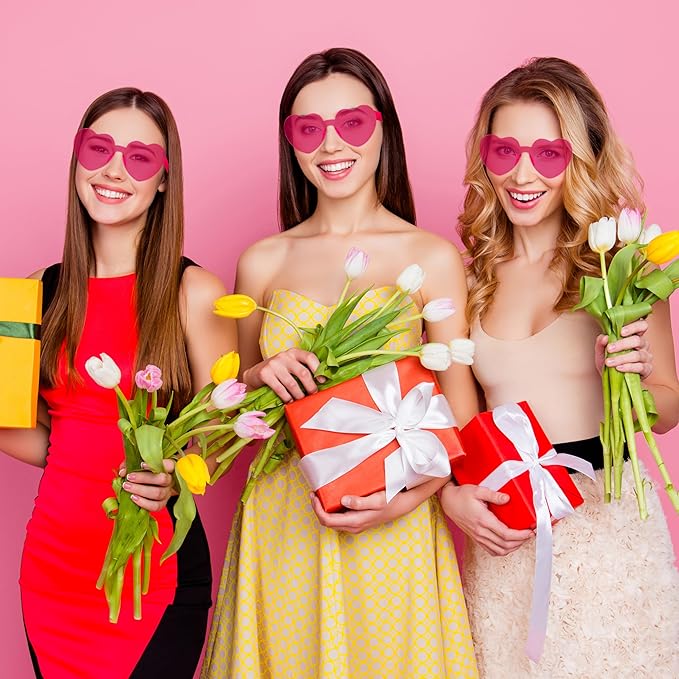 2/4/8/12/20 Pairs Heart Shaped Sunglasses Transparent Heart Glasses Rimless Trendy Eyewear for Valentines Party Favor