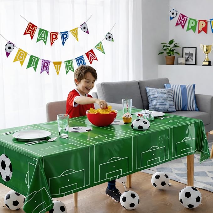 OHOME Soccer Party Decorations - 2 PCS Soccer Tablecloth | Soccer Birthday Party Decorations Table Covers - Soccer Party Favors Accessories Supplies for Indoor Outdoor Decor