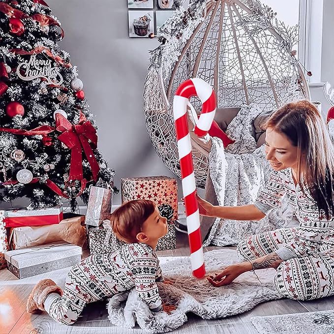 QIFU 3pcs 35 Inch Inflatable Christmas Candy Cane for Christmas Decorations, Indoor Outdoor Holiday Yard Xmas Decorations Gift Party Favor for Home