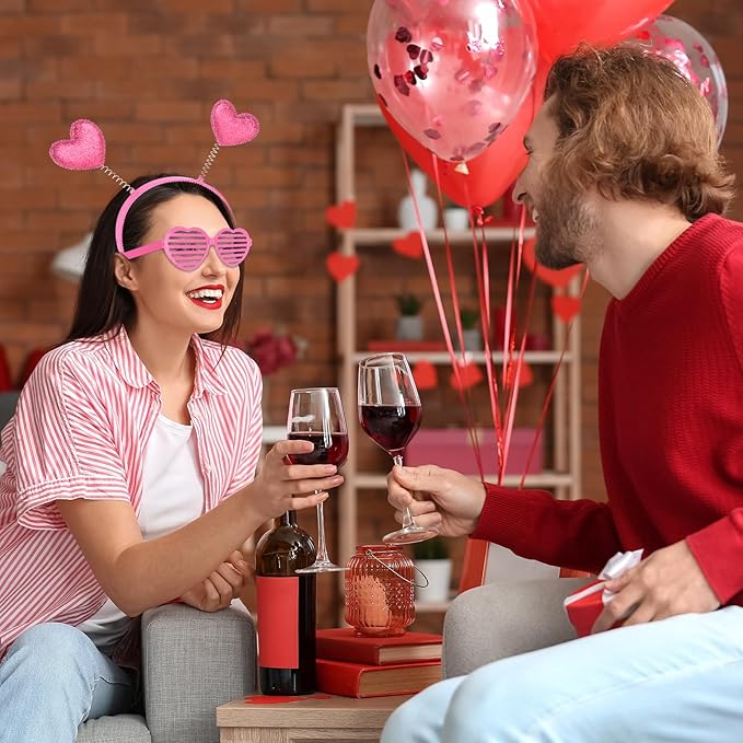 24 Pcs Valentines Heart Head Boppers Headbands and Heart Shape Sunglasses Party Supplies