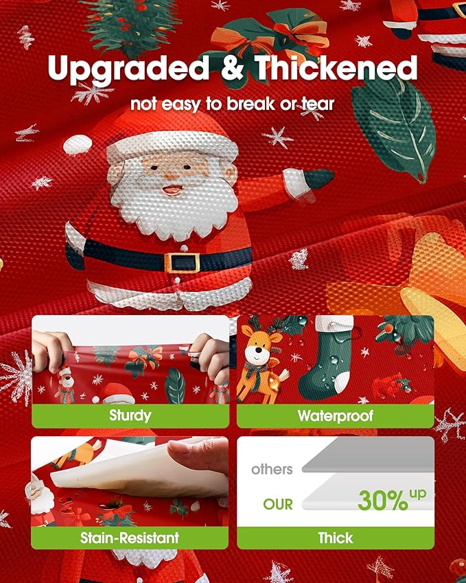 Pureegg Plastic Table Cloth Disposable 10 Pack, 54 x 108 Inch Table Cloths for Parties, Decorative Tablecloths for Rectangle Tables, Christmas Tablecloth Plastic, Leakproof & Sturdy, Christmas Red