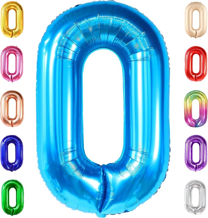 Giant Blue 0 Number Balloons - 40 Inch | 0 Digit Balloon for Ocean Theme | Blue 0 Balloon for Ocean Theme Birthday Party Supplies | Mylar Blue Number 0 Balloon | Blue Mermaid Birthday Decorations