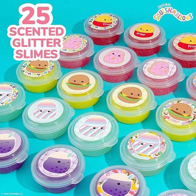 Original Squishmallows Ultimate Compounds Set, 25-Pack, Scented Glitter Slimes, Slime Party Favors for Kids, Slime Bulk, Kids Party Favors Goodie Bags, Mini Slime, Sludge Toys