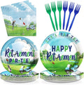 96Pcs Golf Retirement Party Decorations Sport Happy Retirement Plates and Napkins Tableware Set Golf Retire Decorations Favor for Men Golfers Lover Going Away Partee Farewell Party Supplies Serves 24