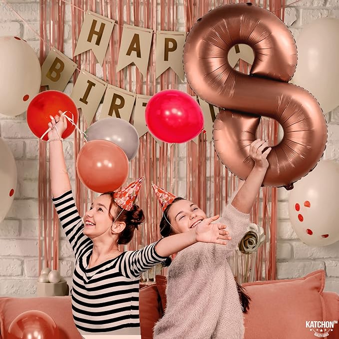 KatchOn, Coffee Brown 8 Balloon Number - 40 Inch, Brown balloon Number 8 | Coffee Birthday Decorations for Boy | 8 balloon Number for Birthday Decorations Girls