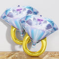 Diamond Ring Foil Balloons 2pcs, Mylar Engagement Ring Balloons for Engagement Bachelorette Bridal Shower Wedding Proposal Marriage Anniversary Just Engaged Married Party Marry Me Decorations Supplies