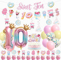 Sweet Ten Birthday Decorations- 10th Birthday Decorations For Girl With Happy 10th Birthday Banner Sweet Ten Cake Topper 10th Foil Balloon For 10th Donut Themed Party Decor Gifts For Teenage