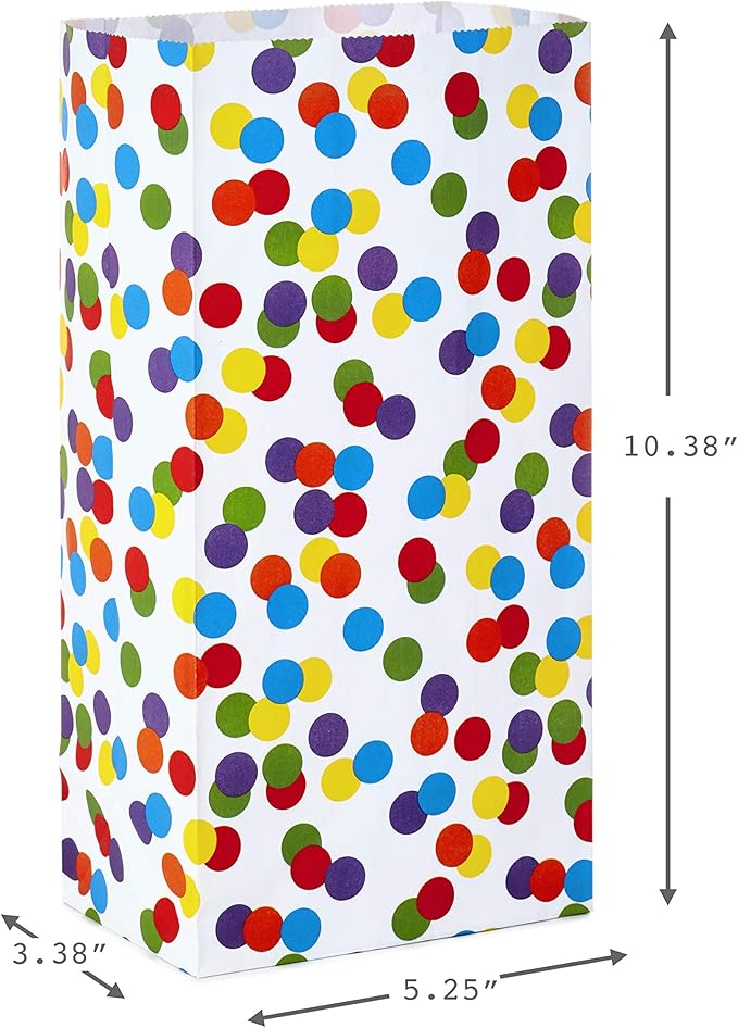 Hallmark Celebrate Rainbow Party Favor and Wrapped Treat Bags (30 Ct., 10 Each of Vertical Stripes, Horizontal Stripes, Dots) for Birthdays, Baby Showers, School Lunches, Care Packages, May Day