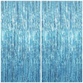KatchOn, XtraLarge, Blue Foil Fringe Curtain - 8x3.2 Feet, Pack of 2 | Blue Backdrop Curtain for Under The Sea Party Decorations | Ocean Backdrop for Mermaid Birthday Decorations