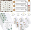 100 Sets Wedding Party Favors for Guests Bulk Including Mini Heart Shaped Candles and Empty Matches Jars with Cork Top Thank You Cards and Organza Bags for Wedding Bridal Shower Party Souvenir