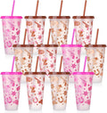 12 Pcs Western Cowgirl Cups with Lids and Straws 24 oz Cowgirl Party Favors Drinking Cups for Valentine's Day Western Party Favors Wedding Birthday Party Supplies