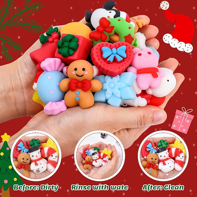 30 Pack Christmas Squishy Toys Squishies, Mochi Squishy Party Favors for Kids,Christmas Toys for Kids,Squishy Fidget Stress Reliever, Goodie Bags Fillers Birthday Xmas Gifts Stocking Stuffers