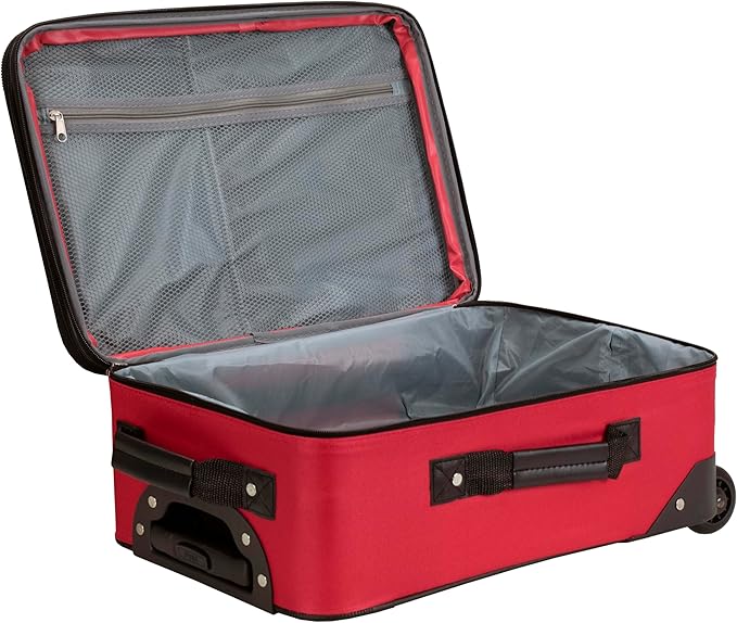 Rockland Fashion Softside 2 Piece Luggage Set, Expandable, (14" Tote/19" Upright), Red