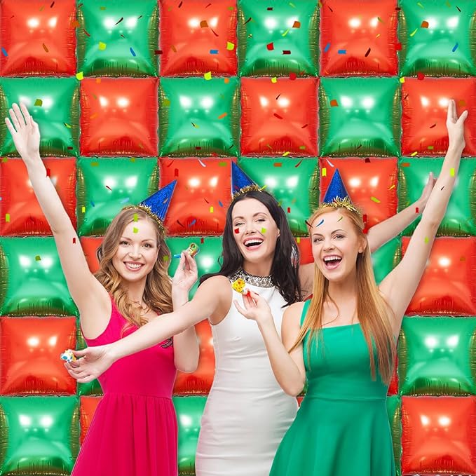 36 Piece XL Greener Square Foil Balloon Wall Screen Double Sided Square Balloon Screen Tunnel Arch Kit Mylar Square Balloons For Baby Shower Graduation Prom Birthday Party Decorations