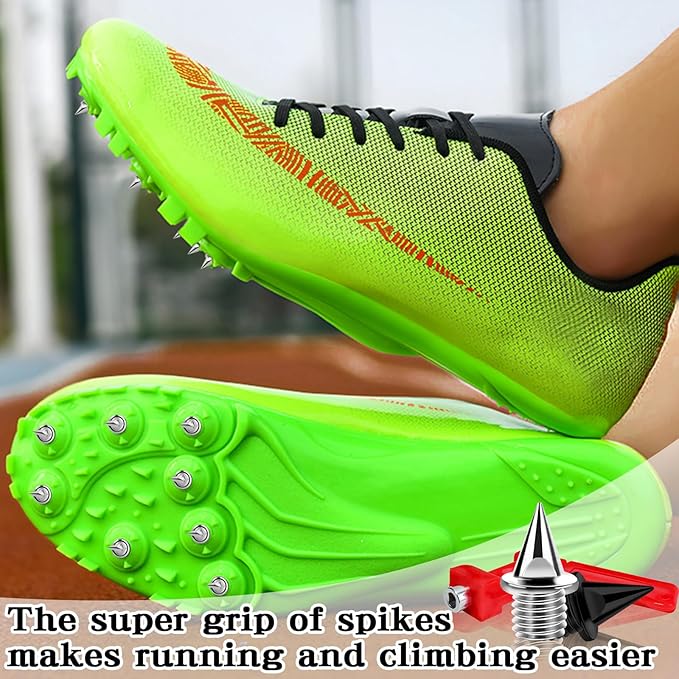 1/4 Inch Track Spikes, Stainless Steel Track and Cross Country Spikes with Spike Wrench, Replacement Spikes for Sprint Sports Short Running Climbing Track Shoes