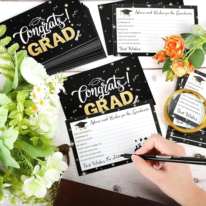 50Pack Graduation Advice Cards, Advice for the Graduate, Graduation Party Games Ideas Activities Supplies Graduate Decorations Favor Grad Celebration Party Supplies for High School/College/Senior School