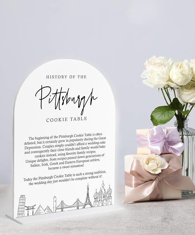 Pittsburgh Cookie Table Sign, White Arch Acrylic Wedding Sign for Ceremony and Reception Decor, Dessert Table Decor, Bridal Shower Decorations, Centerpiece Decorations Party-19