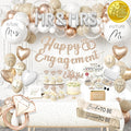 261 Pc Premium Engagement Party Decorations Kit – Elegant Mr. & Mrs. Wedding Balloons, Happy Engagement Banner, Diamond Ring White Gold Balloons, Cupcake Toppers – Classy Bride To Be Decor