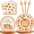 chiazllta 96 Pcs Peaches Party Decorations Peach Fruit Paper Plate and Napkins Fruit Theme Birthday Disposable Tableware Sweet as a Peach Party Supplies Party Favors for 24 Guests