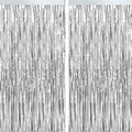 4 Packs Silver Foil Fringe Curtain, Silver Metallic Tinsel Backdrop for Birthday, Wedding, Baby Shower, Engagement, Bachelorette Party, Christmas Holiday Celebration Party Decorations Supplies