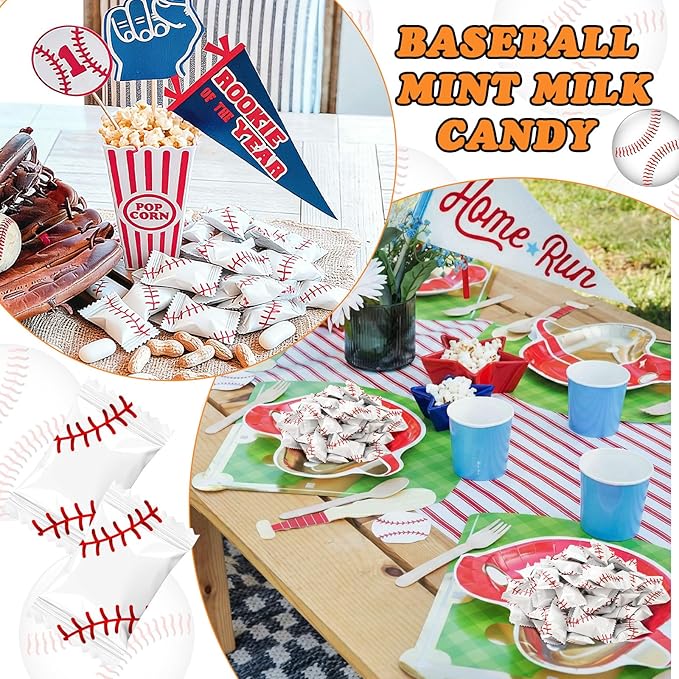 Naucoos Baseball Sports Candy, 26.5 oz. Bag - 150 Sports Candy for Team Gifts Party Supplies - Team Treats for Baseball Goodie Bags Stuffer, Individually Wrapped
