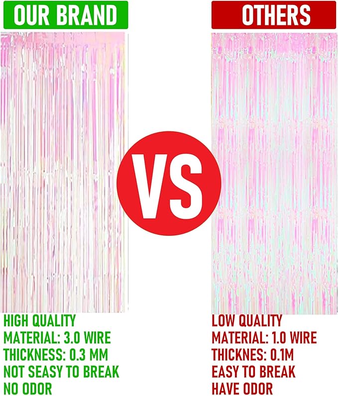 Dazzle Bright 2 Pack Backdrop Curtain, 3FT x 8FT Metallic Tinsel Foil Fringe Curtains Photo Booth Background for Baby Shower Party Birthday Wedding Engagement Bridal Shower (Multicolor)