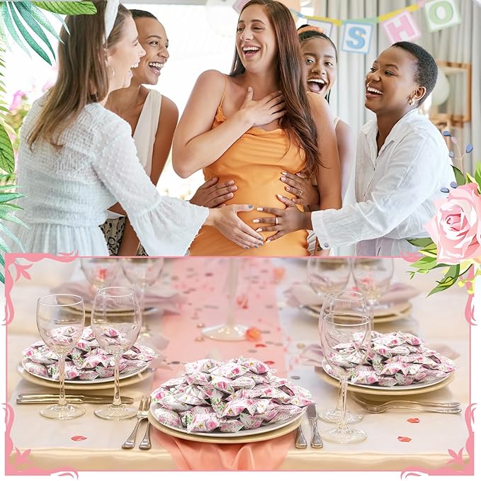 Naucoos Baby Girl Baby Shower Candy - 26.5 oz. Bag - 150 Individually Wrapped Hard to Soft Mints It's a Girl Pink Candy for Babies Shower Gender Reveal Party Favors Recovery Goodie Bags