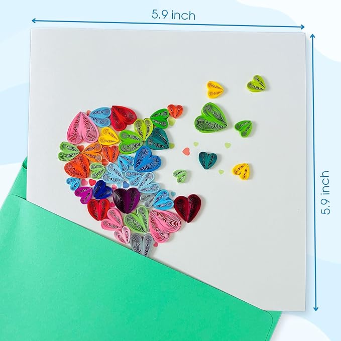 Quilling Cards, handmade card, quilled cards with Handmade Art for all occasions: quilling birthday card for women, Birthday card, mother... colorful heart design (Breaking heart)