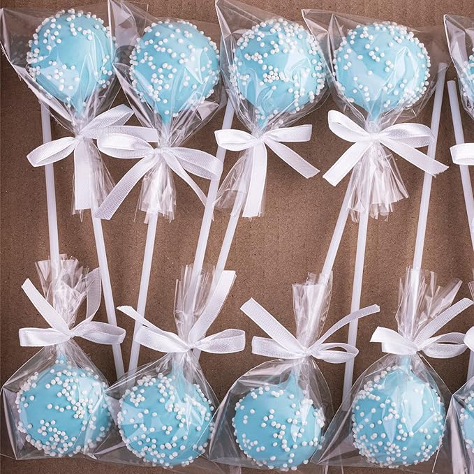 Yotelab Cake Pop Bags, 3x5 Inches Clear Cellophane Lollipop Bags With Twist Ties,100 Pcs