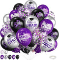 Purple Black and Silver Balloons,12 Inch Print You've Did It Happy Graduation 2026 Balloon and Confetti Balloons with Ribbon,for Graduation Class of 2026 Party Decoration Supplies