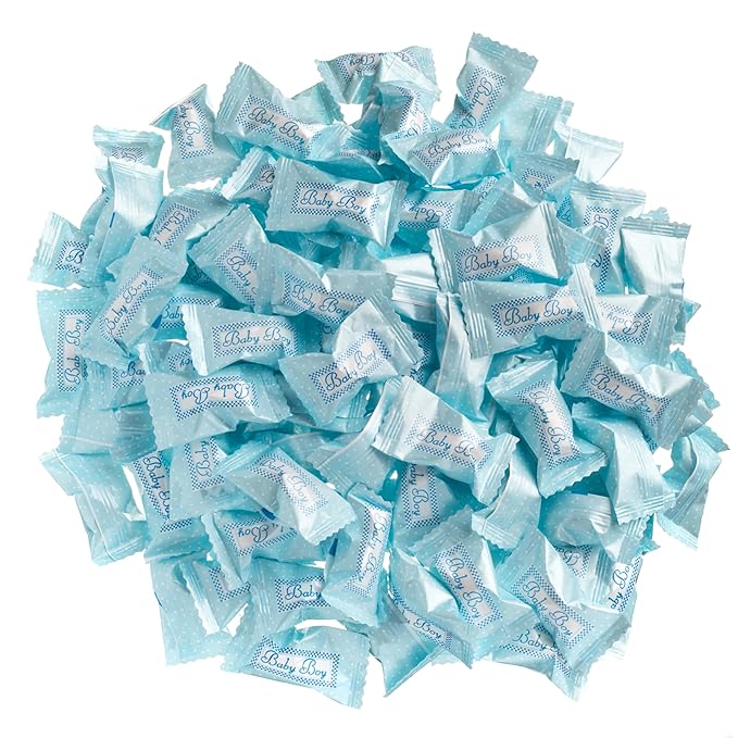 Candy Envy - Baby Boy Buttermints - 13 oz. Bag - 100 Individually Wrapped Candy Mints - Baby Shower Favors