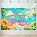 Summer Happy Birthday Banner Decorations, Backdrop Decor Supplies, Happy Sign for Backdrop, Large Beach Theme Birthday Banners Supplies Suitable for Any Lively Theme Party Event