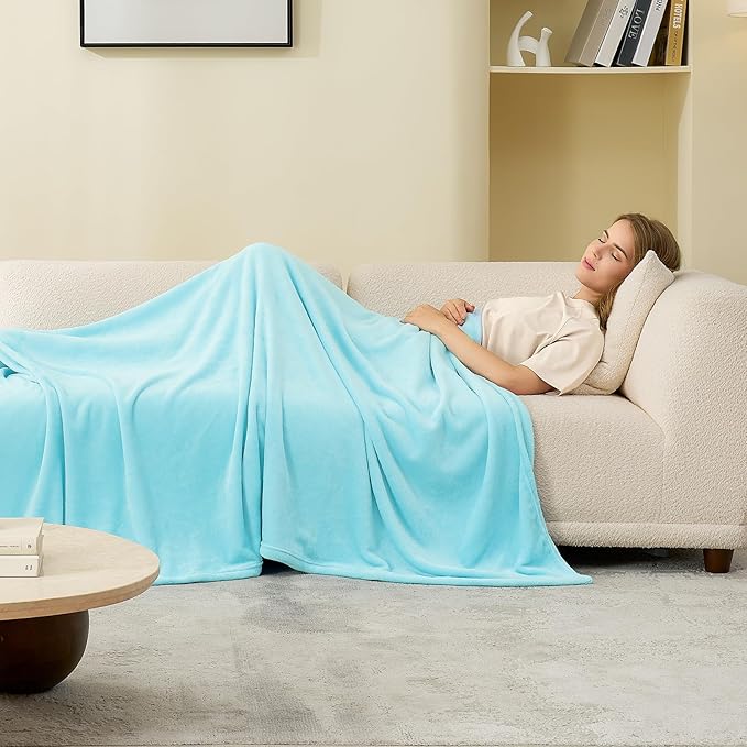 Hansleep Fleece Robin Egg Blue Throw Blanket, Super Soft Blanket Flannel Fuzzy Plush Cozy Blanket for All Seasons, Robin Egg Blue, Throw 50x60 Inches
