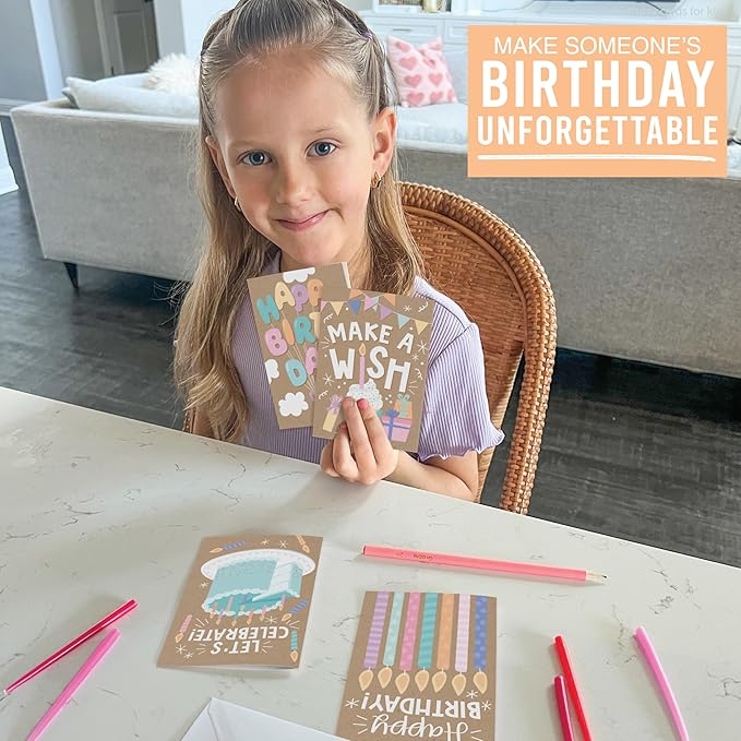 Hadley Designs Happy Birthday Cards Bulk with Envelopes - 24 Assorted Birthday Cards for Kids & Adults, Bulk Greeting Card Pack for Office, Blank Generic Bday Notecards with Envelopes, Designed in USA