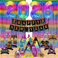 New Years Eve Party Supplies 2026 New Year Party Decorations Happy New Year Banner 2026 Foil Balloons Colorful Fringe Curtain Glasses Headbands Hats Noisemakers Wrist Wreaths New Year's Party Favors