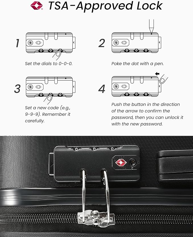 YOETEY 5 Piece Luggage Set Hardside Expandable Suitcase with TSA Lock Spinner Wheels Lightweight Travel Set Includes Tote and Toiletry Bag, (5 Piece Sets, White)