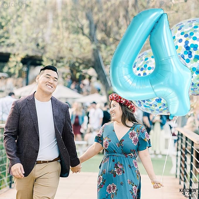 Giant Light Blue 0 Balloon Number - 40 Inch | 0 Foil Balloon | Light Blue Zero for Ocean Theme Birthday Party Supplies | 0 Mylar Light Blue Number | Zero Mylar Birthday decorations