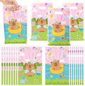 Capy Party Favor Bags - 50Pcs Pink Capy Patterns Goody Candy Treat Bags, Cute Animals Themed Party Decorations for Kids Boys Girls Birthday Baby Shower Animals Events Supplies