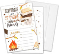 S'mores Birthday Party Invitations for Boys or Girls, S'more Bonfire Birthday Parties Supplies Decorations, Backyard Camping Theme Fill-in Invites, 4" x 6" Double-sided Cards(20 Invitations and