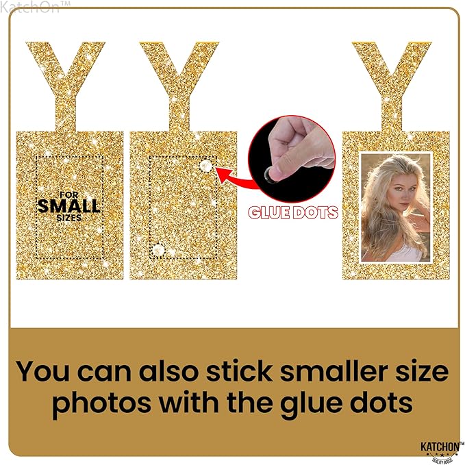KatchOn, Glitter Gold Happy Birthday Banner - Big 10 Feet, Preassembled | Gold Happy Birthday Picture Banner for Happy Birthday Decorations | Gold Party Decorations