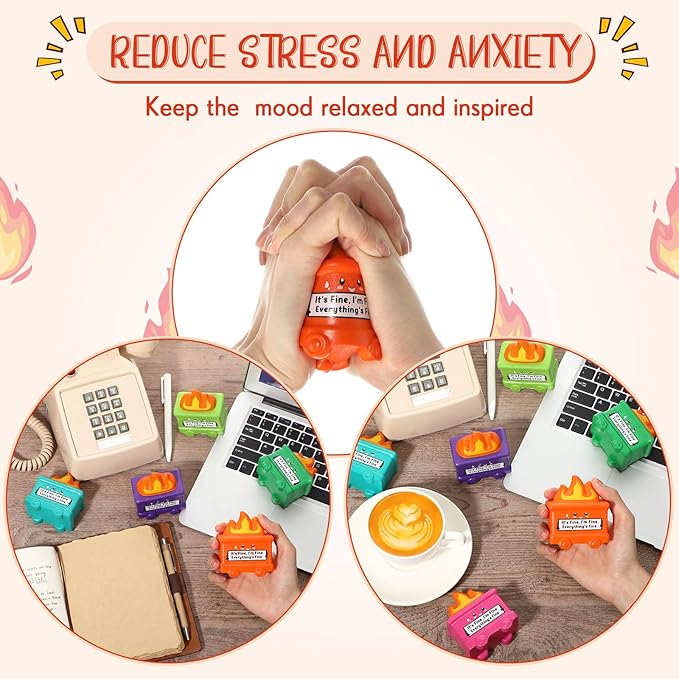 6 Pcs Dumpster Stress Balls Funny Motivational Stress Relief Balls Inspirational Emotional Relief Squeeze Fidget Toys for Adults Office Employee Coworker Staff Volunteer Teacher Team Gift
