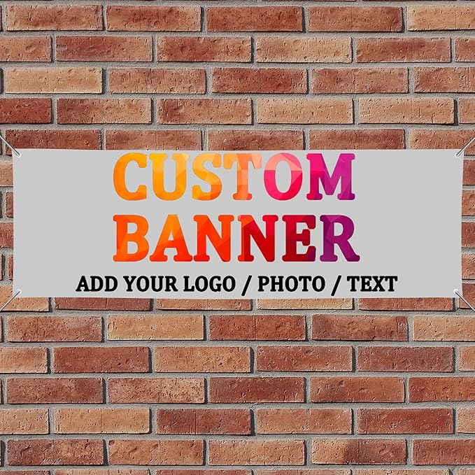 Customize Your Own Banner with Photo Image Picture Logo or Name,Custom Banner for Birthday Party Business Graduation Wedding Event (6' X 2')