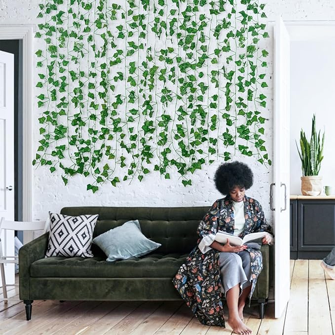 Fake Vines for Room Decor(96Pack689Ft) Aesthetic Artificial Plant Ivy Leaves Hanging Greenery Garlands for Home Bedroom Wall Wedding Christmas Party Office patio Indoor, Outdoor Garden Décor