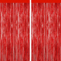 GCB 2 Pack Red Tinsel Backdrop, Fringe Curtains, Red Foil Tinsel Party Streamer Backdrop Curtains for Valentines Day, Wedding Photo Backdrop Party Decorations for Wedding Anniversaries Bridal Shower