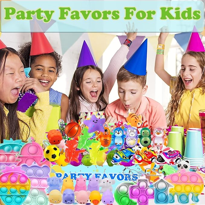 128 Pcs Party Favors Toys for Kids, Treasure Box Toys for Classroom Carnival Prizes Rewards Bulk, Easter Egg Fillers, Goodie Bag Stuffers for Kids Party, Pinata Fillers Birthday Gifts