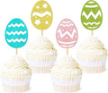 Ercadio 24Pcs Glitter Colorful Easter Eggs Cupcake Toppers Glitter Easter Eggs Cupcake Picks for Easter Egg Hunting Cupcake Toppers Easter Day Baby Shower Birthday Wedding Party Supplies